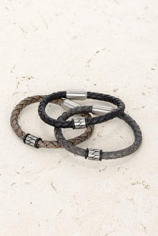 Round Bead Leather Bracelet