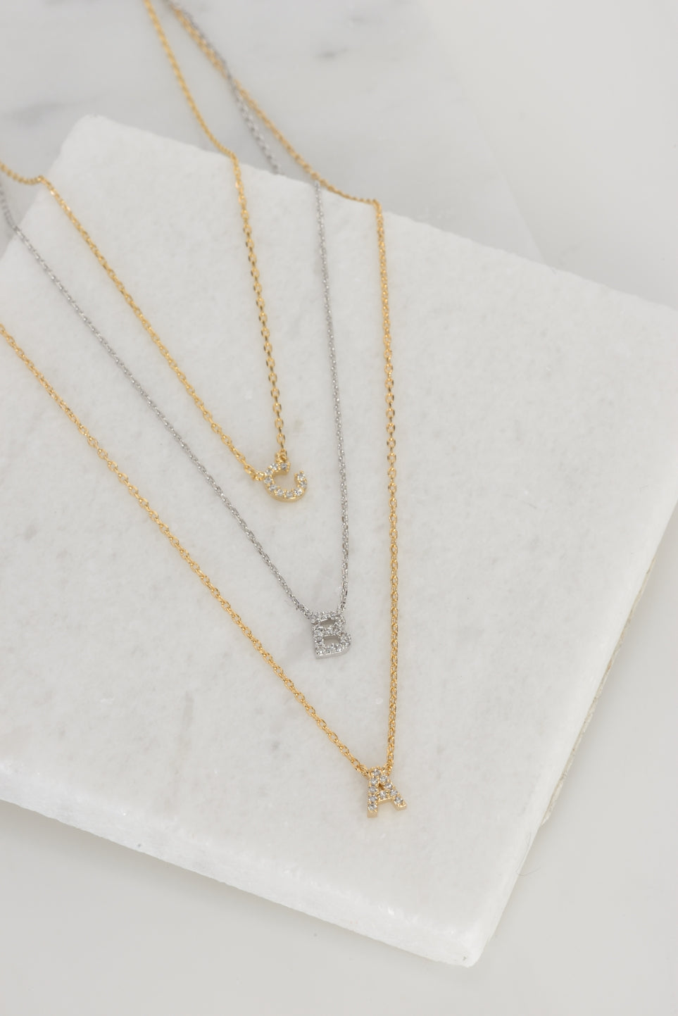 Crystal Initial Necklaces