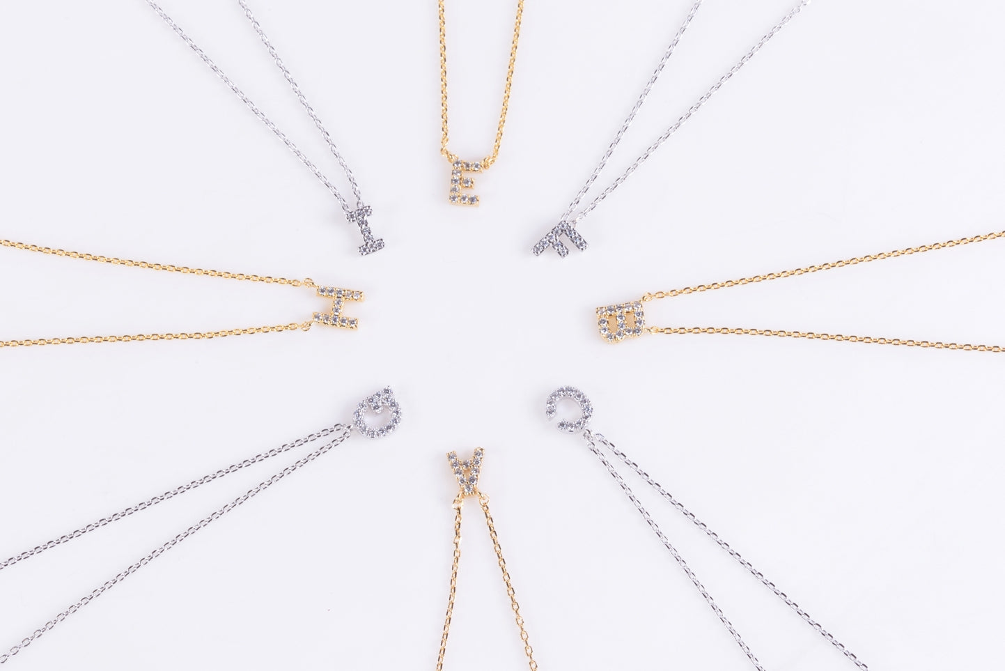 Crystal Initial Necklaces